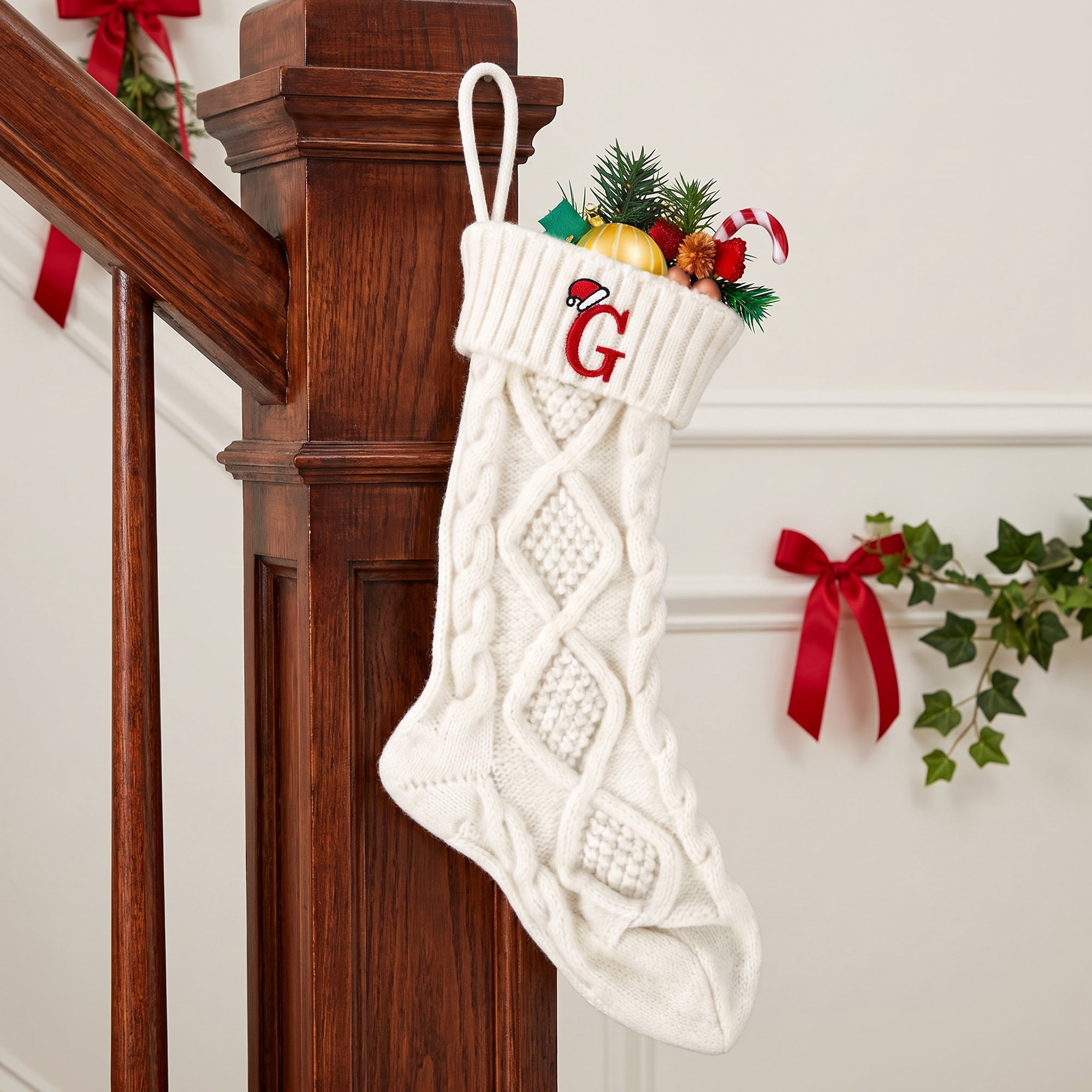 Unique Bargains Canine Bone Christmas Stocking Luxury Puppy Holiday Keepsake Sack Letter G 17"
