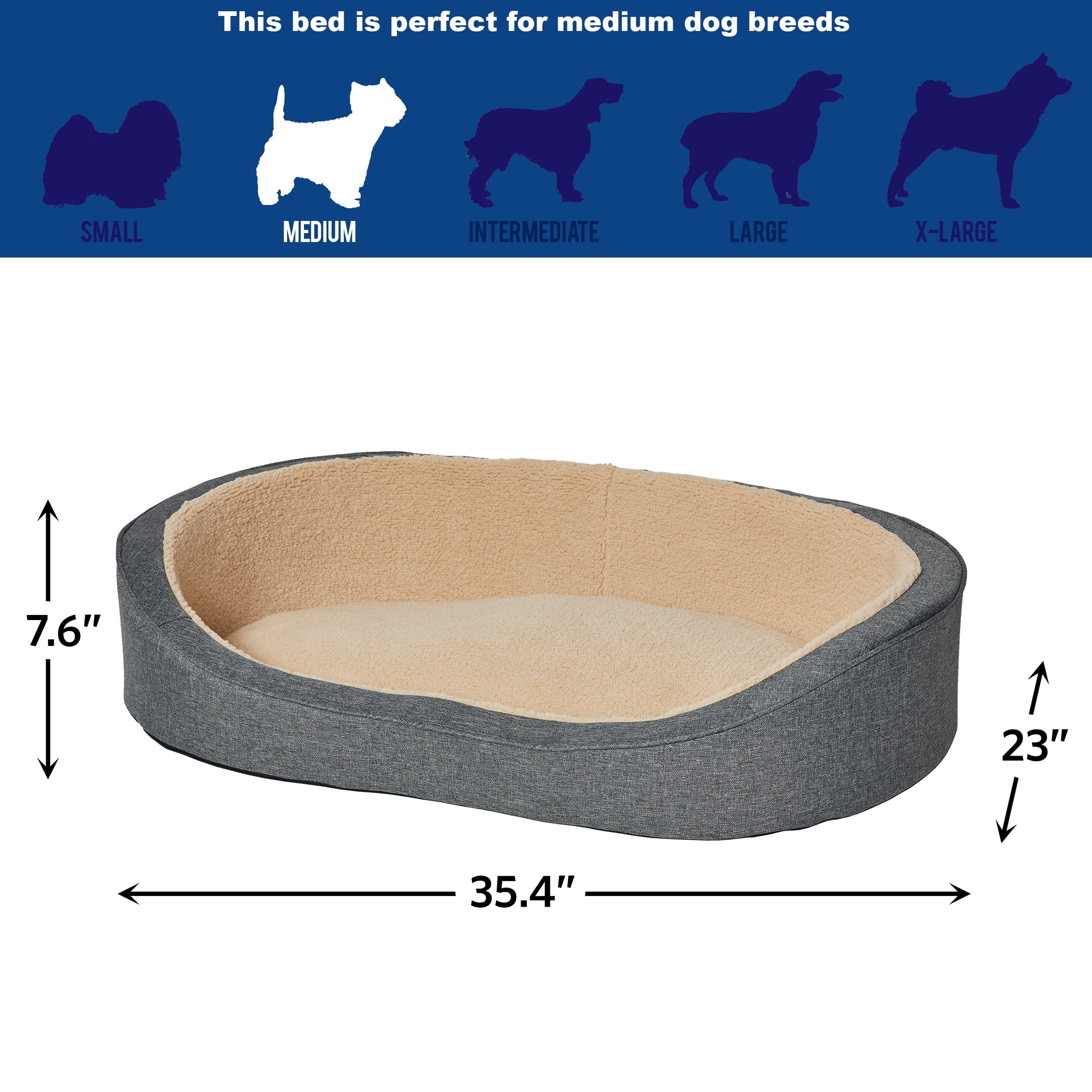 Medium QuietTime Deluxe Hudson Pet Bed- Gray