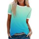 thumbnail image 1 of Blusas para las Mujeres Casual, Rayas Impresas Patchwork Manga Corta Cuello Redondo Top Hecho de 95% Poliéster 5% Spandex para el Verano, Tops Cortos para las Mujeres, 1 of 4
