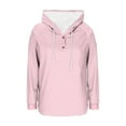 thumbnail image 3 of ZUKMRJPC Women's V Neck Striped Sweatshirt Fall Trendy Button Up Long Sleeve Drawstring Hooded Pullover Lightweight Soft Cotton Tops, 3 of 5