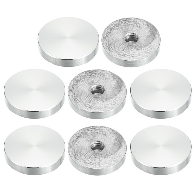Unique Bargains M10 Thread 40mm Diameter Round Shape Aluminum Disc Hardware 8pack Aluminum Circle Disc Glass Top Adapter for Glass Table