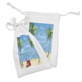 thumbnail image 2 of Tropical Fabric Pouch Set of 2, Welcome to Paradise Cursive Typography with Suitcases and Palm Trees on the Beach, Drawstring Bag for Toiletries Masks and Favors, 9" x 6", Multicolor, by Ambesonne, 2 of 2
