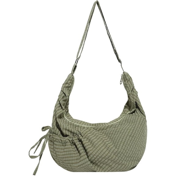 SPEKSEE Lazy Style Shoulder Crossbody Bag with Ruffle Designs Large Capacity Canvas Bag for Work Shopping Travel College