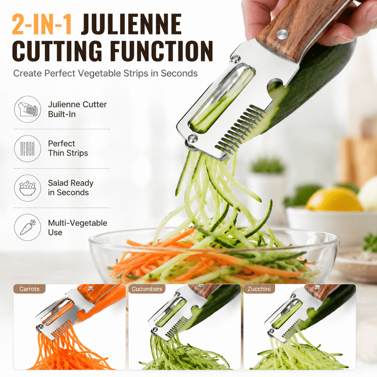 NIUTA 2-Pack Vegetable Peeler, 2-in-1 with Julienne Cutter photo 2