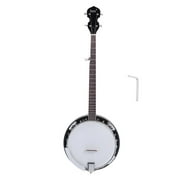Five String Banjo Round Size Mahogany Resonator Stringed Musical Instrument on Clearance