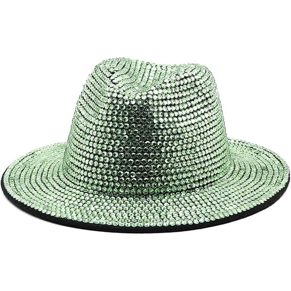 LINLIN Rhinestone Fedora Hats Wide Brim Panama Hat Casual Jazz Hats for Men Women