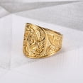 thumbnail image 3 of Fachoice Gold Retro Masonic Ring for Men Classic Freemason Symbol Band Ring, Stylish Mason Ring Vintage Masonic Compass Ring, 3 of 6