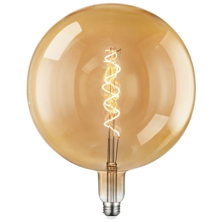 

ESCENA LED Globe Decorative Light Bulb 4W 9.84“ Dia. Ultra-large G250 Round Edison Bulbs Dimmable 20W Equivalent Flexible Spiral LED Filament Bulb E26 Base 2200K Amber Warm