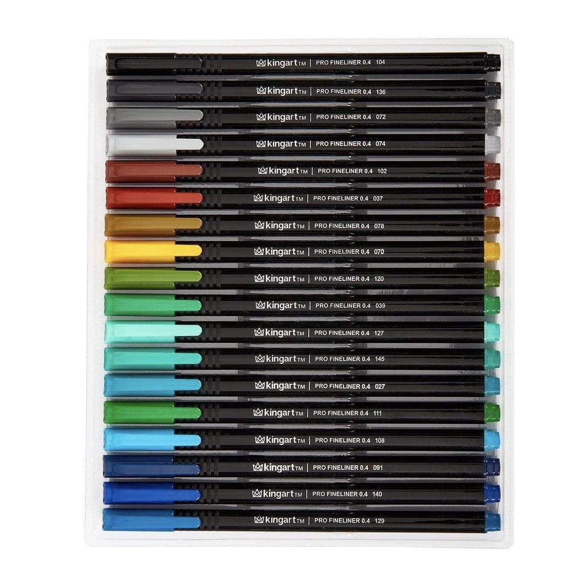 Kingart Pro Fineliner Pens, 0.4mm Line Width, Triangular Ergonomic Barrel, Set of 36 Unique Colors
