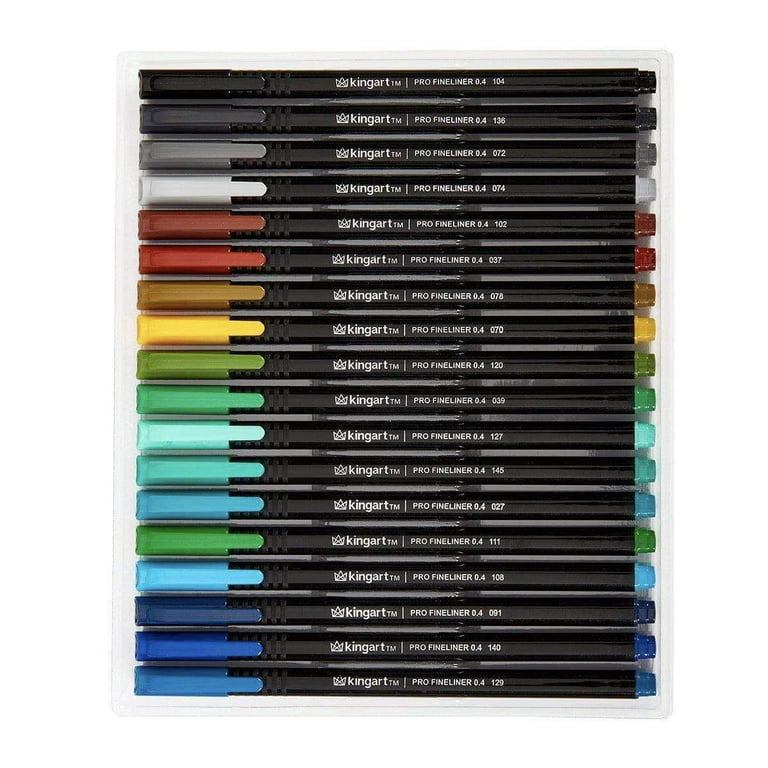 Kingart Pro Fineliner Pens, 0.4mm Line Width, Triangular Ergonomic Barrel,  Set of 36 Unique Colors 