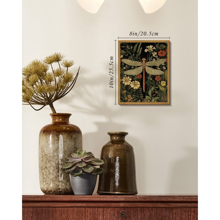 Drsoum Vintage Dragonflies and Flowers Framed Canvas Art photo 3