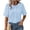 Light Blue, variant on Womens Peter Pan Collar Short Sleeve Shirt Button Down Cotton Blouse Tops Summer Loose Fit Casual Textured Tops