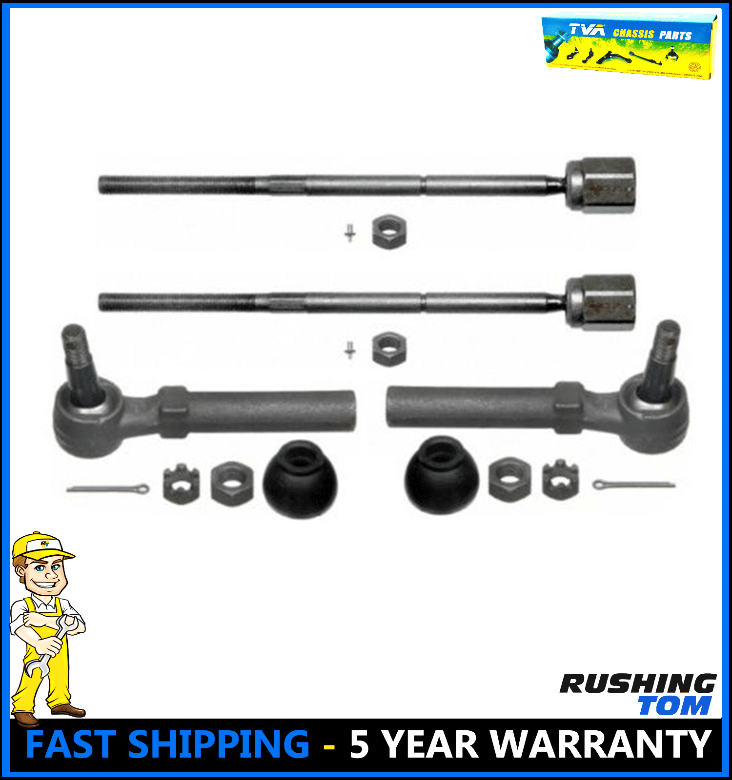 New Inner and Outer Front Tie Rod End Kit Set For Mustang 2004 to 1994