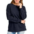 thumbnail image 5 of Sevevn Womens Corduroy Long Sleeve Pullover Tops Casual Loose Fit Crewneck Sweatshirt Fall Winter Solid Color Oversized Blouse Tunic Navy XXL, 5 of 9