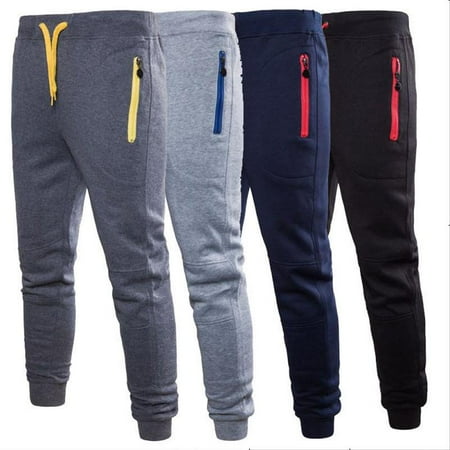 Clothes Men Pants Gym Sporty Fitness Pants Trousers Mens Pockets Zipper Pencil Drawstring Loose Jogger Casual Clothing Pencil Pants ()