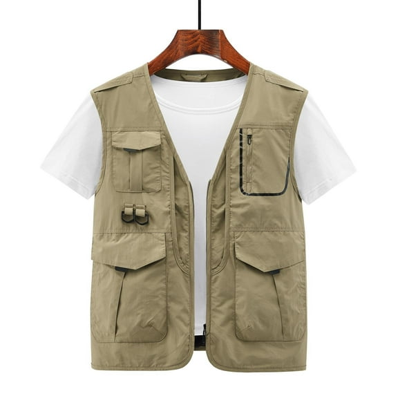 Aueoeo Winter Coat Men, Mens Peacoat Men's Thin Sports Multi-Bag Casual Quick-Drying Loose Vest Mountaineering Tooling Outdoor Vest Jackets