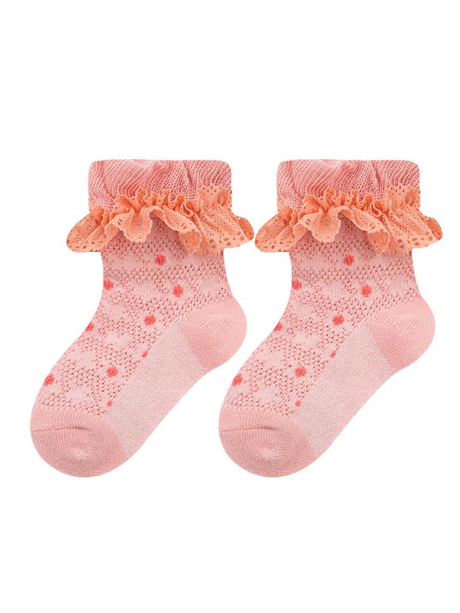 Thaisu Little Girl Short Tube Socks, Jacquard Breathable Thin Mesh