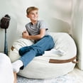 thumbnail image 4 of Big Joe Fuf 4Ft Foam Bean Bag Chair with Removable Cover for Kids, Teens, Sandstone Textured Boucle, 4 foot Large Reading and Gaming Seat, 4 of 9