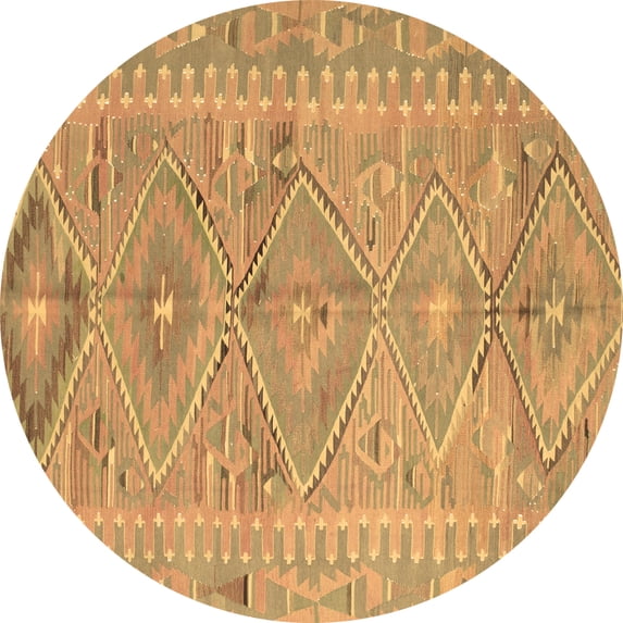 Ahgly Company Indoor Round Southwestern Brown Country Area Rugs, 3' Round