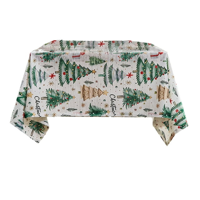 Décorations de Noël Extérieures Nappe Rectangulaire de Noël Décoration de Sapin de Noël Nappe Polyester Rétro Nappe Adaptée pour Cuisine Pique-Nique Fête Bureau Décorations de Noël