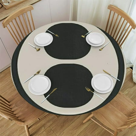 

Sheronv Optical Illusion Round Table Cover Stain Resistant Washable for Indoor Outdoor Tablecloth Kitchen Dining Wedding Parties 100% Polyester Fiber 38-42