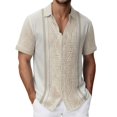 thumbnail image 2 of Shirts for Men Casual Printed Short Sleeve Button Down Top Patterns Comfortable Breathable Beach Collar Beige Shirts L, 2 of 4