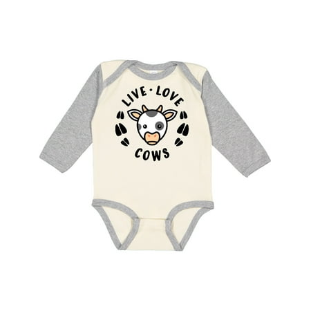 

Inktastic Live Love Cows Boys or Girls Long Sleeve Baby Bodysuit