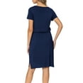 thumbnail image 2 of CALIPESSA Women Summer Solid Casual Hide Belly Drawstring Knee Length Dress, 2 of 5
