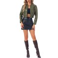 thumbnail image 2 of INSPIRE CHIC Women's Bomber Jacket Cropped Faux Leather Jackets Casual Zip Up PU Moto Bike Outwear L Green, 2 of 6