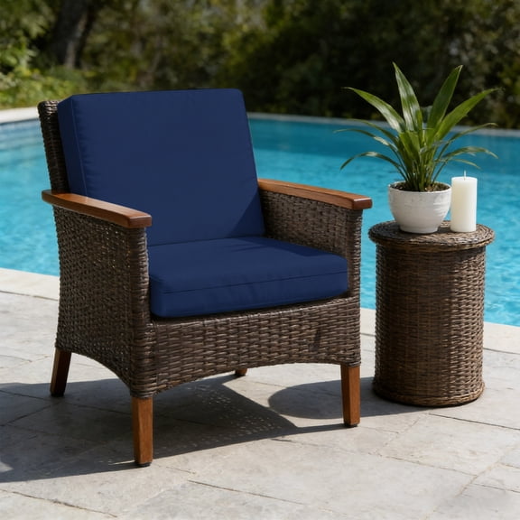 Navy Blue Outdoor Cushion Covers, Solid Color 2 Pack Waterproof Patio Seat Chair Cushion Covers Slipcover with Zipper for Outdoor Furniture 20x18in