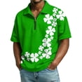 thumbnail image 2 of Men's St. Patrick's Day Shamrock Polo Shirt Short Sleeve Half Zip Casual Top, 2 of 9