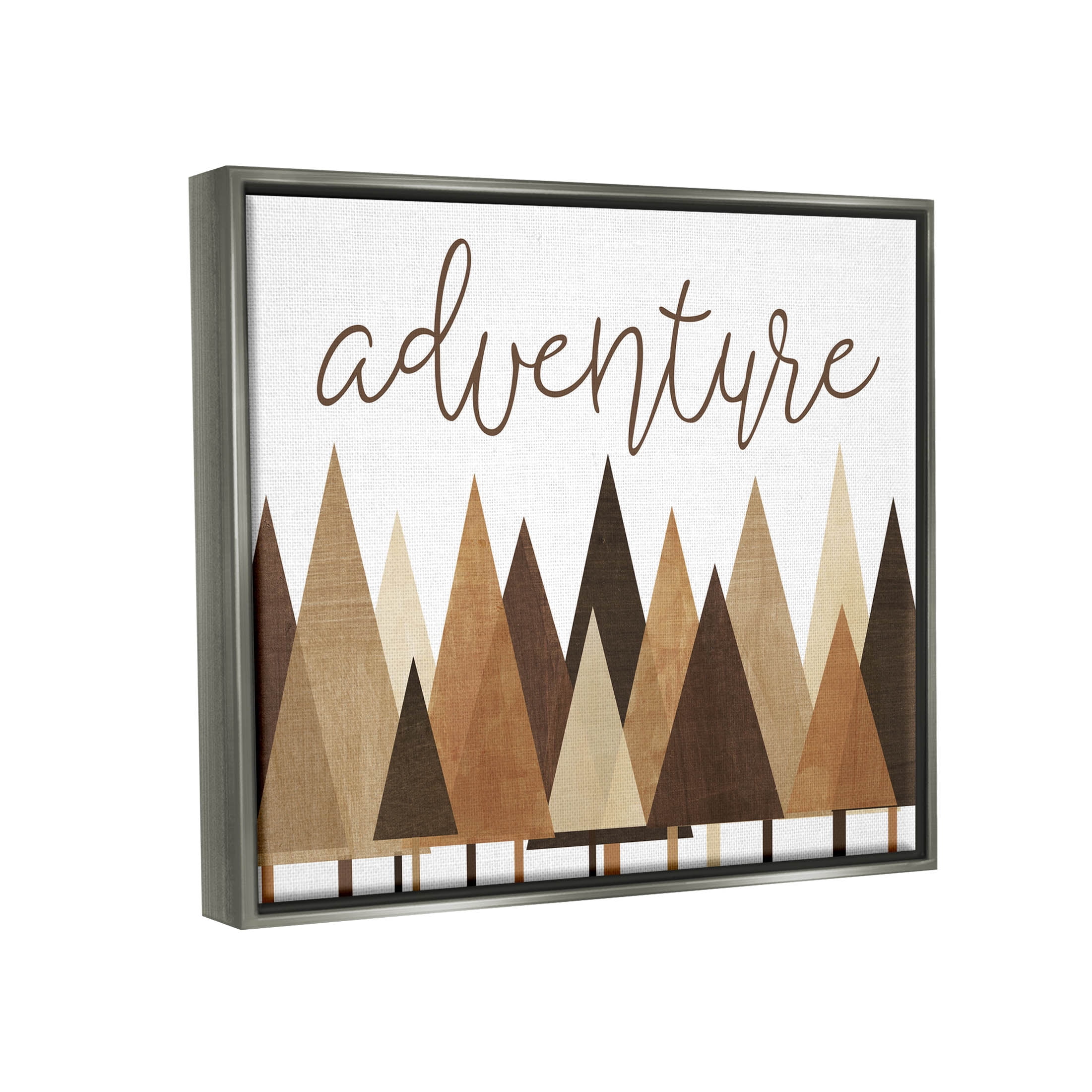 Stupell Industries Adventure Geometric Forest Trees Graphic Art Luster Gray Floating Framed Canvas Print Wall Art, Design by Alli Rogosich