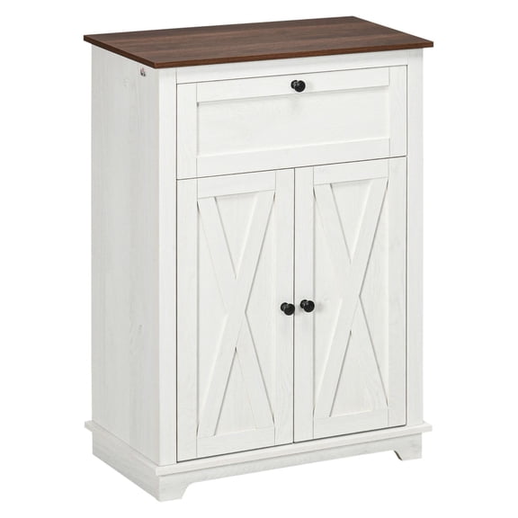 Farmhouse Sideboard Cabinet - Kitchen Storage with Doors & Drawer - White Accent Cabinet - 23.5"x11.75"x34.5" - Living Room Furniture