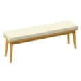 thumbnail image 3 of CozyHome 2-Piece Backless Patio Bench, Acacia Wood Dining Bench with Cushion for Outdoor Porch, Backyard, Garden, Lawn, Beige, 3 of 7