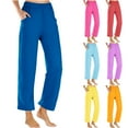 thumbnail image 6 of Womens Loose Fit Pants 2025 Summer Beach Long Palazzo Pants Wide Leg Pants Loose Fit Yoga Soft Trousers with Pockets Purple,L, 6 of 6
