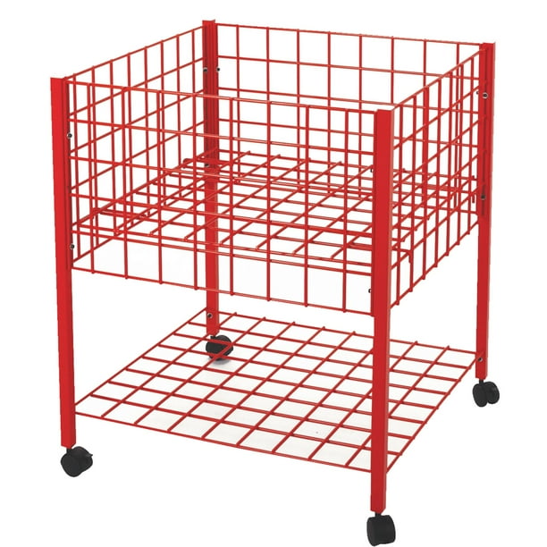 28" X 28" Warm Red Wire Dump Bin