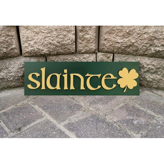 Retro Metal Slainte Irish Pub Sign Gaelic Celtic Ireand Welcome Sign Wall Metal - Man Cave 4x16 inches