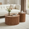 thumbnail image 5 of Wirrytor Round Coffee Table Sets 2 Pieces, Wood Fluted Coffee Table with Storage, for Living Room Bedroom, Apartment(Walnut), 5 of 9