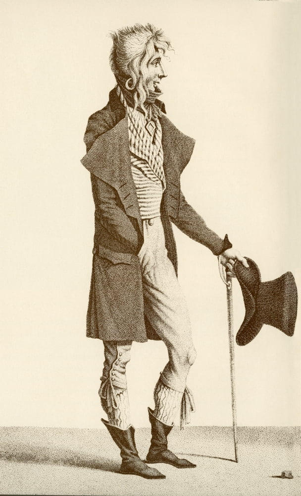Mens fashion during the French Revolution Les Incroyables Members of a fashionable aristocratic subculture in Paris during the French Directory From Illustrierte Sittengeschichte vom Mittelalter bis z