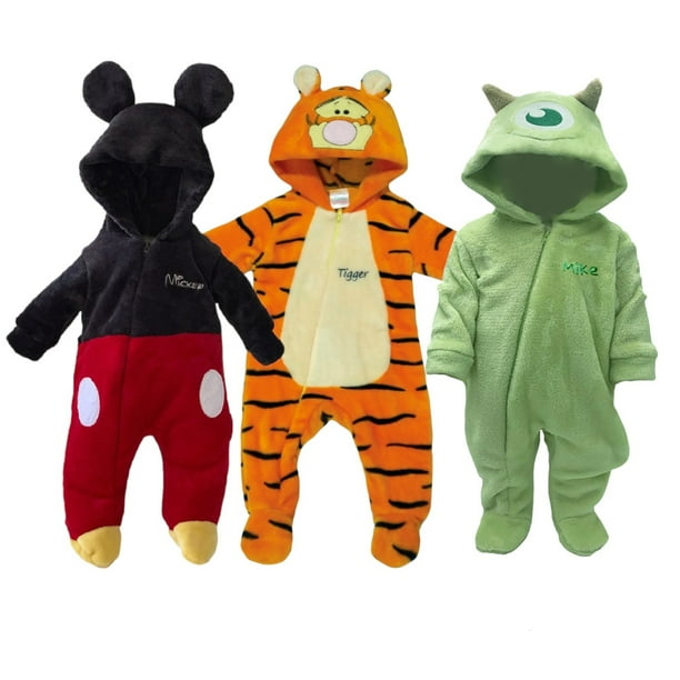Kit 3 Mamelucos con Gorro Bordado Disney Mickey Mouse, Tigger, Mike Disney KitB373