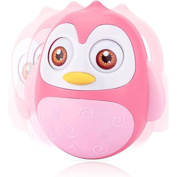 Roly Poly Juguetes para bebés de 6 a 12 meses de desarrollo, juguete Wobbler para bebé, vaso de pingüino, juguetes Wobbler para regalos de niños y niñas (rosa)