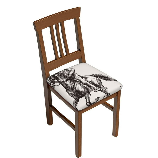 KLL Cowboy Ride A Horse Pattern Seat Covers for Dining Room Chairs,Washable Chair Seat Chair Covers Seat Protector-Two Pieces