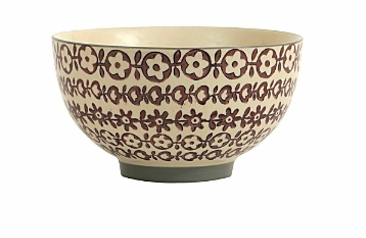 Hand Thrown Pottery Bowl 5 Diameter Blue Burgundy Stoneware Soup/Cereal/Dip Bowl