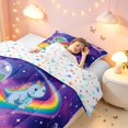 thumbnail image 3 of Manfei Space Astronaut Dino Animals Twin Comforter Sets,Neon Stars Rainbow Bedding Set,Blue Pink,Colorful Stars Reversible,2 Pieces,1 Comforter and 1 Pillowcase, 3 of 7