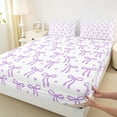 thumbnail image 3 of Feelyou Teens Fashion Bowknot Twin Sheet Sets, Purple Love Heart Bedding, 3-Piece, 3 of 7