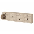 thumbnail image 3 of WAMPAT 126"W Large TV Stand,4-in-1 Farmhouse Entertainment Center with Storage Barn Door Cabinet,TV Console Table With Media Cabinet and Drawers for Living Room,Bedroom,Beige, 3 of 7