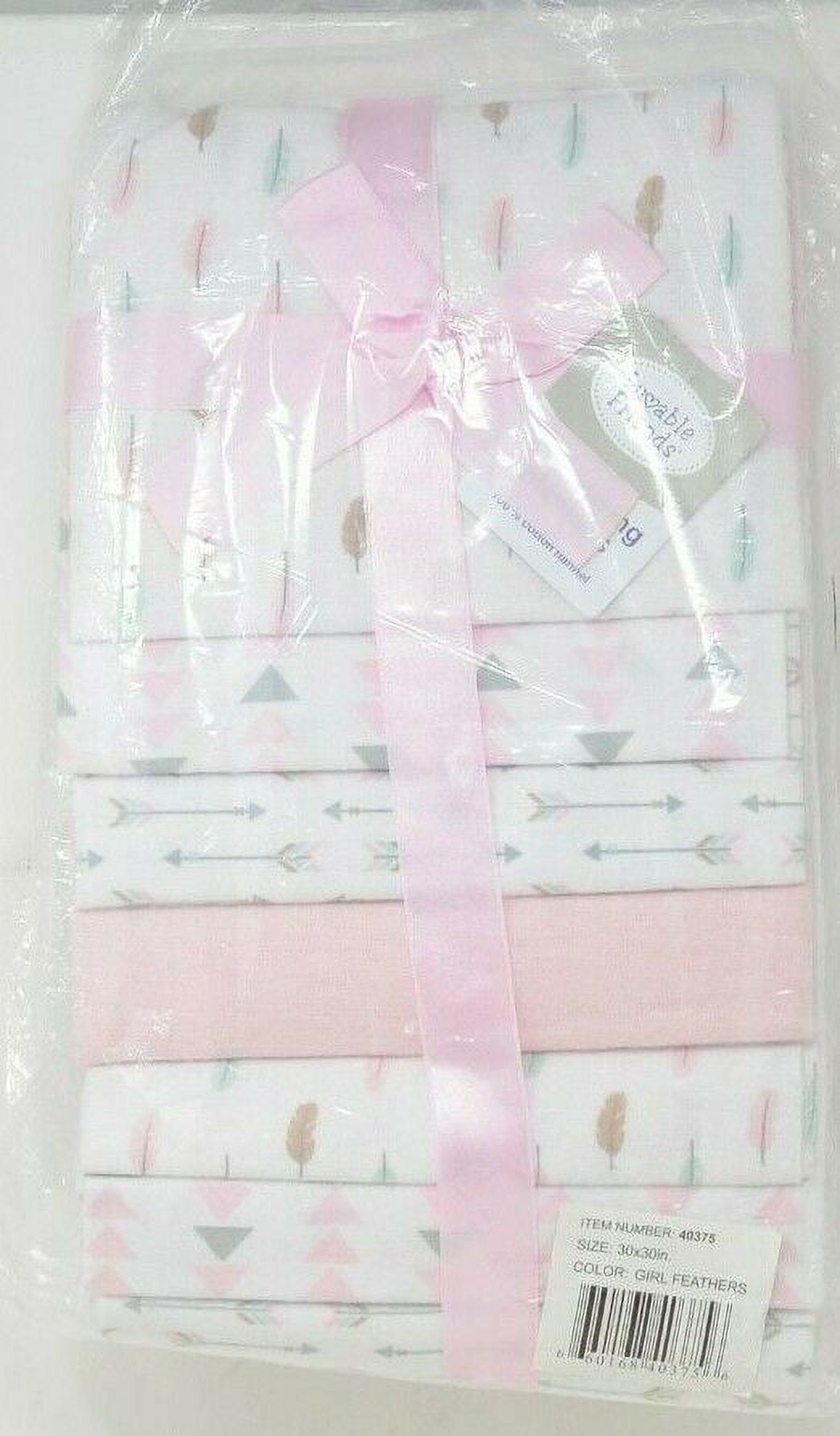 Luvable Friends Baby Girl Cotton Flannel Receiving Blankets, Girl Feathers 7-Pack, One Size