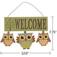 thumbnail image 6 of Wooden Owl Welcome Sign Front Door Decor Hanging Wall Art 12x7.75inch Decorative Hanging Sign (Green), 6 of 7