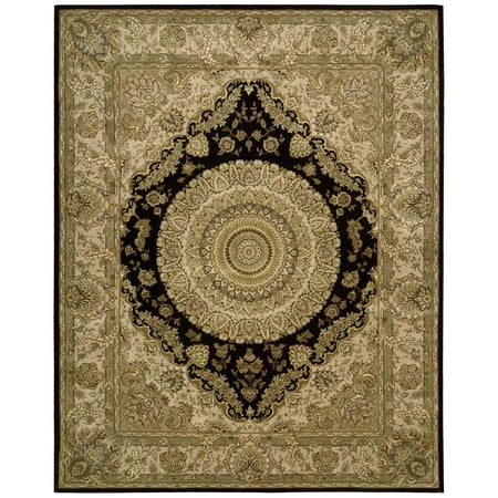 Nourison 2000 2233 Oriental Rug - Black-6 ft. Round A highly popular collection  the Nourison 2000 Collection features Persian  Oriental  and European designs of pure New Zealand wool  highlighted with intricately detailed designs of genuine silk. Each rug in this collection is handmade in China for Nourison rugs. A special hand-tufting technique creates a high-density pile that redefines luxury  beauty  and value. It is recommended that  when necessary  you spot-clean these rugs with a mild soap. One-year limited warranty. Sizes offered in this rug: Following are the sizes offered for this rug. Please note that some may be currently unavailable due to inventory  and some designs may not be offered in every size. Rug sizes may vary by up to 4 inches in dimensions listed. Dimensions: 2 x 3 ft. 2.6 x 4.3 ft. 3.9 x 5.9 ft. 5.6 x 8.6 ft. 7.9 x 9.9 ft. 8.6 x 11.6 ft. 9.9 x 13.9 ft. 12 x 15 ft. 2.3 x 8 ft. Runner 2.6 x 12 ft. Runner 4 ft. Ro