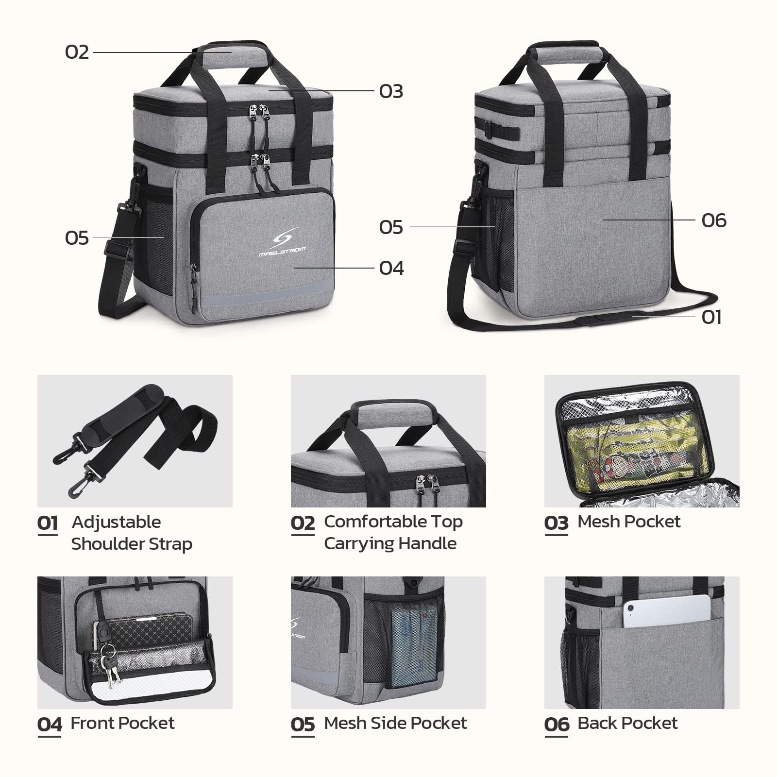 Maelstrom Lunch Box for Men,Insulated Lunch Bag Women/Men,Leakproof Lunch Cooler Bag, Lunch Tote Bag